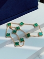 Van Cleef & Arpels 18K Yellow Gold Vintage Alhambra Malachite 10 Motif Necklace 