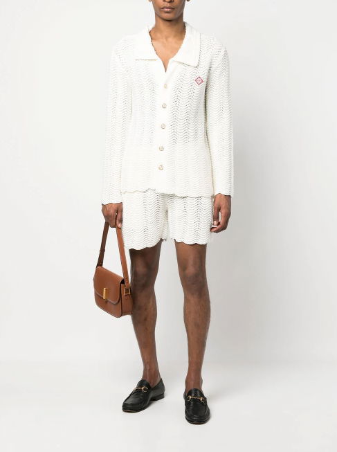 Casablanca Off-White Wavy Gradient Crochet Shirt & Casablanca ripple knit shorts 4