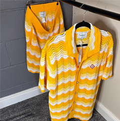 Casablanca Wavy Gradient Crochet Men's Yellow Shirt Casablanca Crochet Short