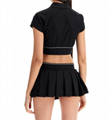                Women's Black Cheerleader Crop Top Polo & Pleated Mini Skirt 3
