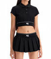 Alexander Wang Women's Black Cheerleader Crop Top Polo & Pleated Mini Skirt