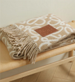 Loewe Fringed leather-trimmed alpaca-blend jacquard blanket Beige