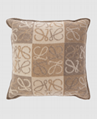       beige Cushion with logo Checkerboard cushion       Wool Pillow