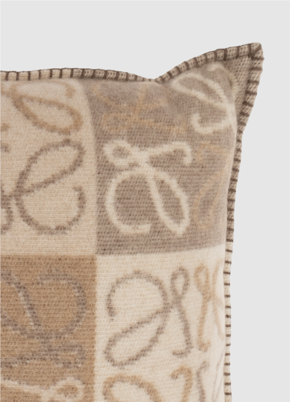       beige Cushion with logo Checkerboard cushion       Wool Pillow 5