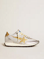 Golden Goose Women’s Marathon with silver ripstop nylon upper and gold star