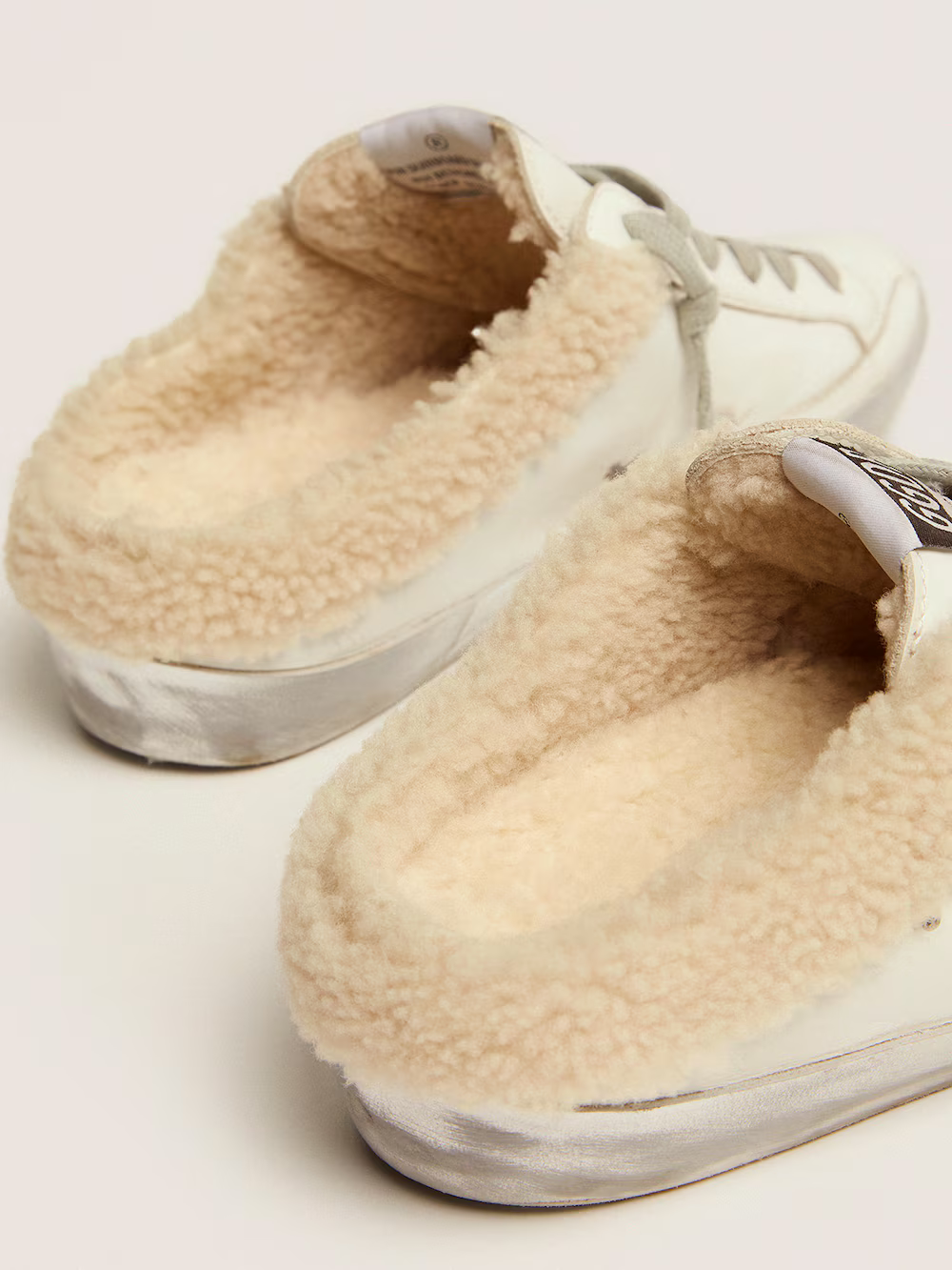 Golden Goose Super-Star Sabots in white leather with shearling lining 2