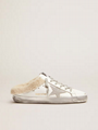 Golden Goose Super-Star Sabots in white leather with shearling lining