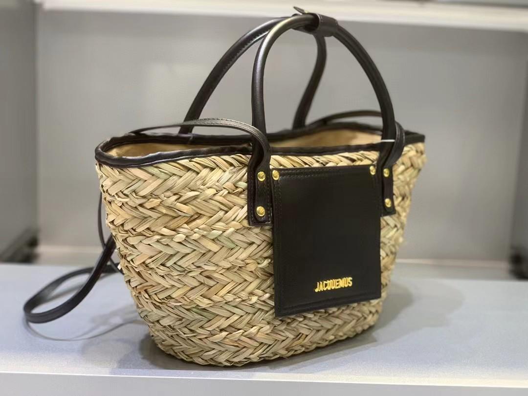 Jacquemus Raffia Le petit panier Soli beach basket bag