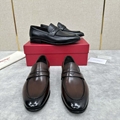 Ferragamo Men Leather Penny Loafers Fashion Calfskin Slip-On Penny Loafer Black