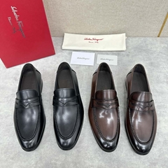           Men Leather Penny Loafers Fashion Calfskin Slip-On Penny Loafer Black