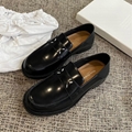 MAISON MARGIELA BLACK LEATHER MOCCASINS WITH LOGO Women MM6 loafers 
