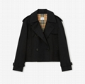          Cropped Gabardine Trench Jacket Women Short Trench coat Black  1