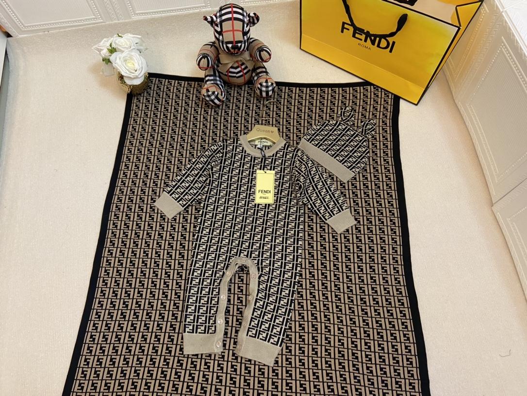 Buy Fendi Cotton baby swaddle carrier blankets Newborn infant Bodysuit jumpsuit