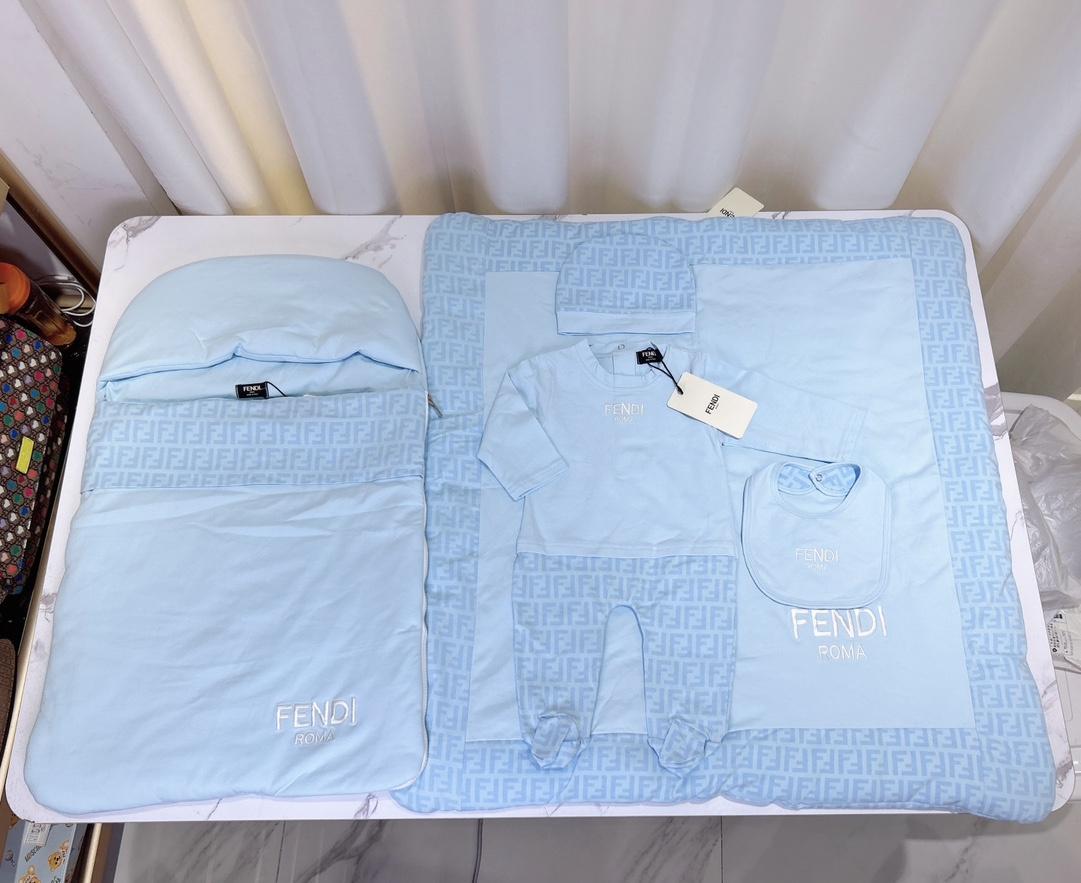 Fendi Blue Cotton baby swaddle carrier blanket Newborn infant Bodysuit jumpsuit