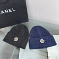 Moncler Tricolour Stripe Beanie scarf hats Ribbed knit wool Women s Mens Kids 