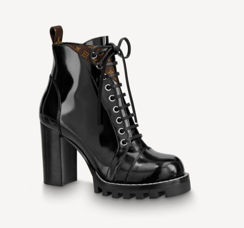 Louis Vuitton Star Trail Ankle Boot Monogram laces platform Side zip Women shoes