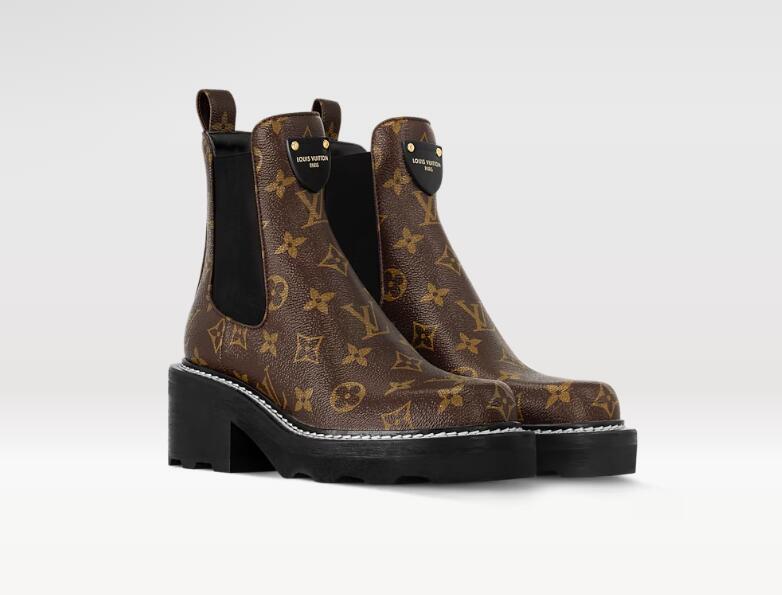 Louis Vuitton Star Trail Ankle Boot Monogram laces platform Side zip Women shoes
