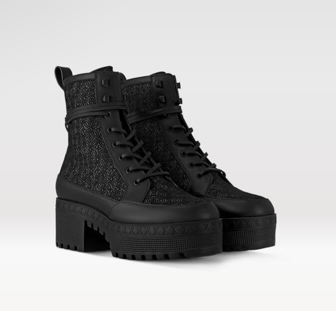 Louis Vuitton Star Trail Ankle Boot Monogram laces platform Side zip Women shoes
