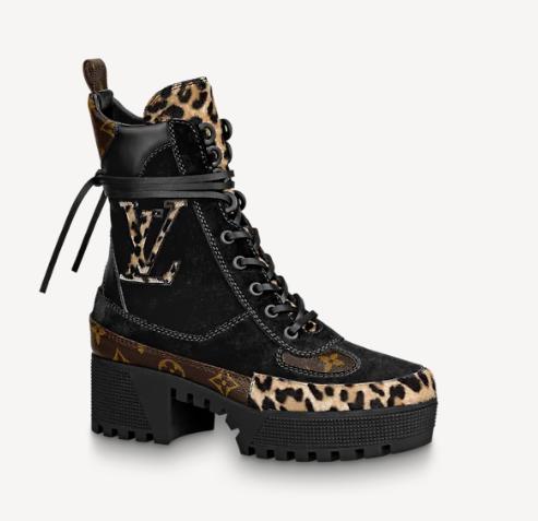 Louis Vuitton Star Trail Ankle Boot Monogram laces platform Side zip Women shoes