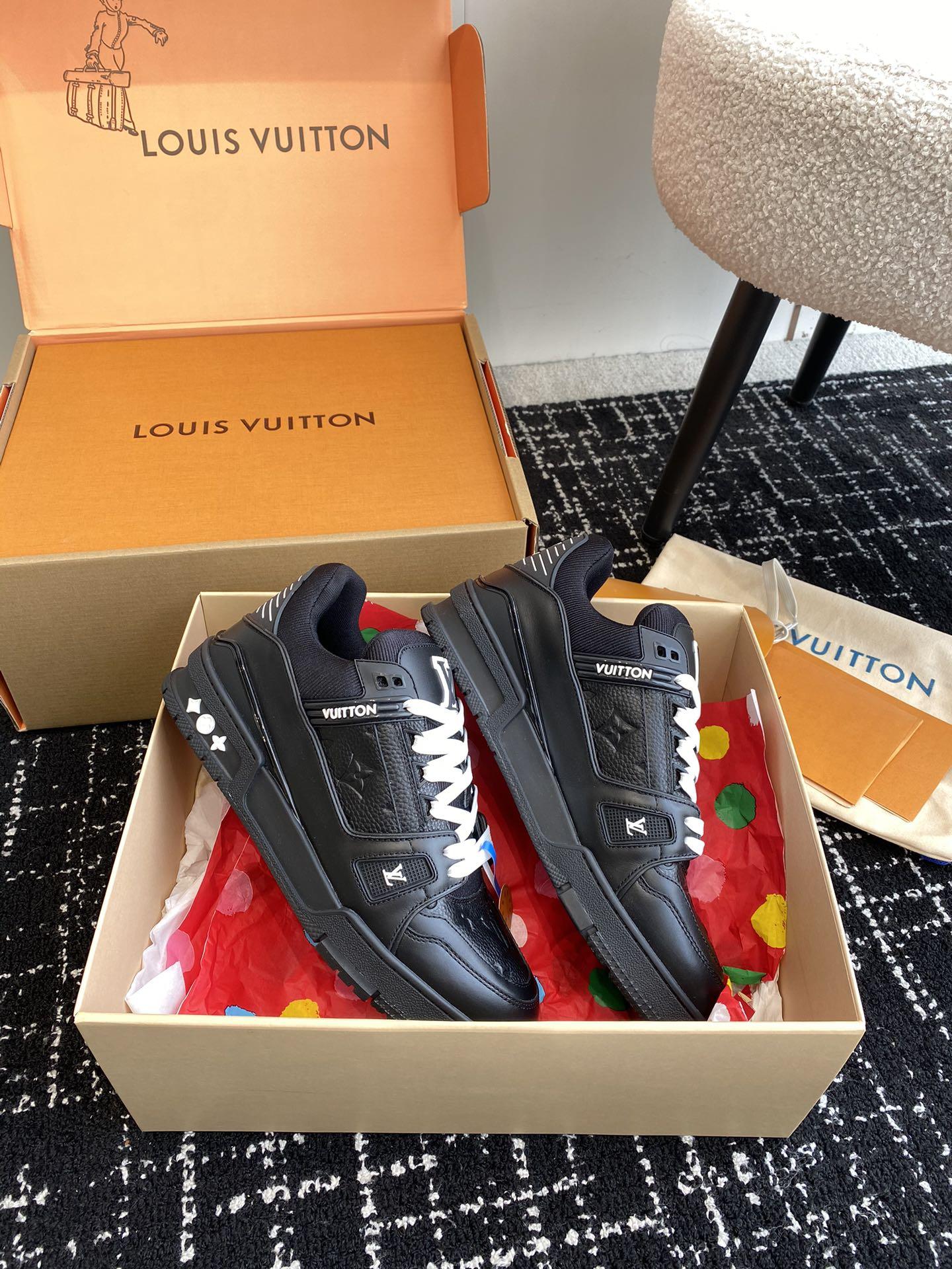 all black Green Louis vuitton Virgil Abloh LV Trainer Sneakers Monogram basketball Shoes
