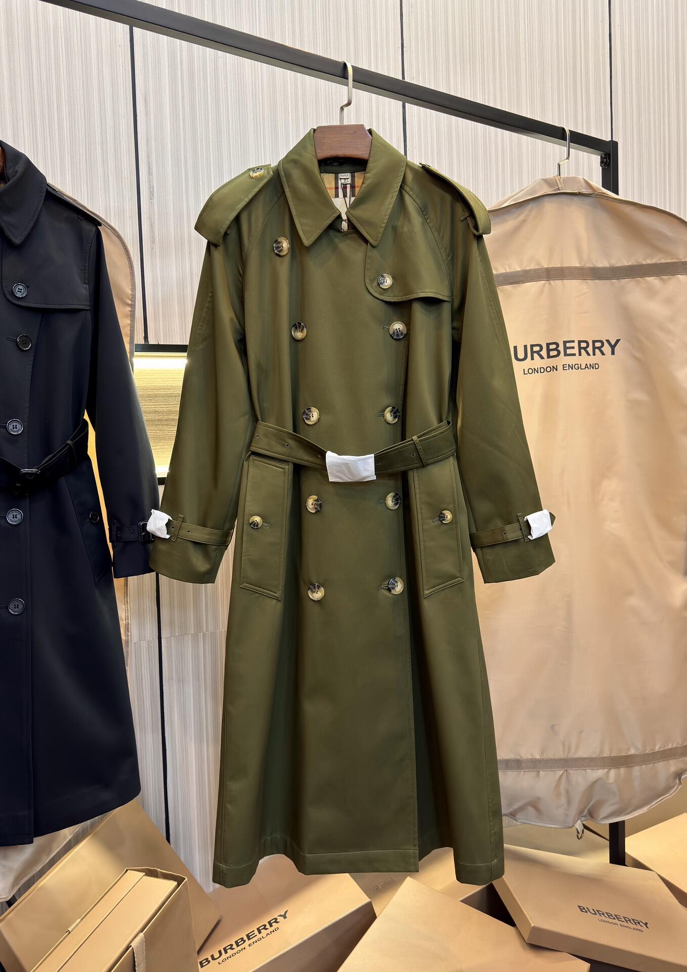          Hybrid Trench Coat Green Women Trench Coat Long Double Breasted  1