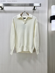 Zegna Cashmere Polo Sweater for Men Fashion Knitted structured check sweater