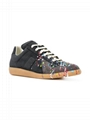 Maison Margiela Pollock Men's Paint-splatter Leather & Suede Low-top Sneakers 