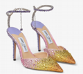 Jimmy Choo Saeda 100 Emerald Satin Pumps with Crystals Wedding Sandals