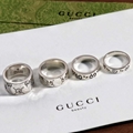 Gucci Ghost Skull Ring Sterling Silver Band Gucci Engraved Logo Ring