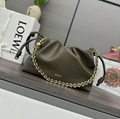 LOEWE Mellow Nappa Medium Donut Chain Flamenco Knot Clutch Dark Khaki 