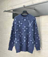               Monogram Flower Bouclette Jacquard Pullover     lue Sweaters