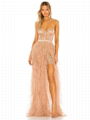 2024 Summer New Women's Sexy Strapless Open Back Lace Mesh Irregular Ruffle Edge