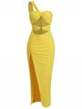 Women's Fashion Bandage Dress Strapless Sleeveless Hollow Out High Split dress 2