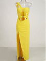 Women's Fashion Bandage Dress Strapless Sleeveless Hollow Out High Split dress