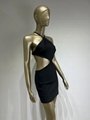 Women Summer Fashion Sexy Backless Pearl Crystal Black Diamonds Bandage Dress 