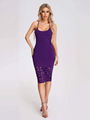 2024 Sexy Spaghetti Strap Cutout Midi Dress Women Black Purple Sleeveless Button 1