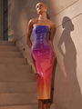 Summer Sexy Strapless Rainbow Sequins Long Dress Women Colorful Sequins Backless 3