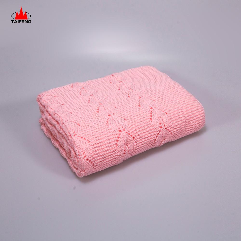 New design baby knitted blanket solid color baby shawl 3