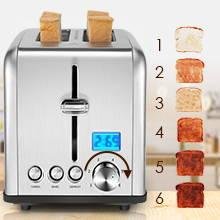 ST029 Stainless Steel Toaster w/LCD Timer 1.5 inch Extra-Wide Slots 2