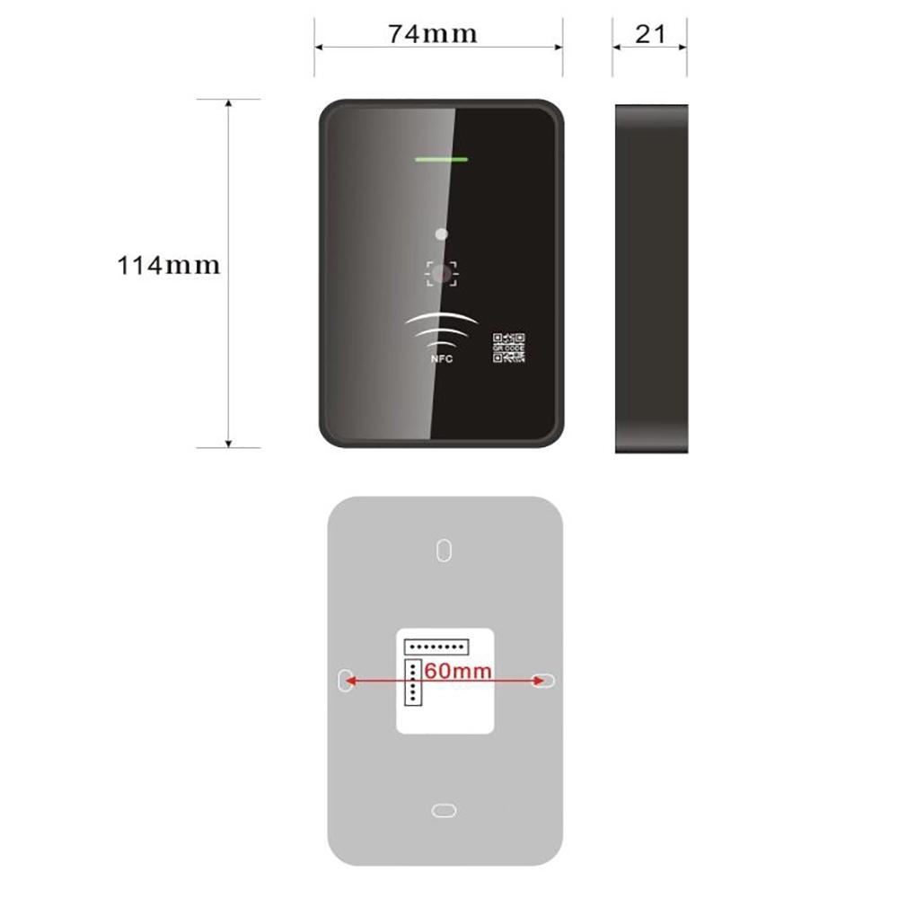 Barcode QR code EM or mifare card access control reader TTL 20000 user free SDK 2