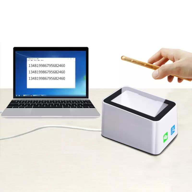 Desktop USB Wired 1D 2D Barcode Scanner QR code 13.56MHZ RFID card Reader 4