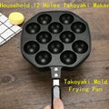 High Quality Household 12 Holes Takoyaki Octopus Balls Mold Maker Frying Pan 1