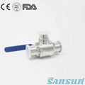 Food grade manual ball valve 304/316 stainless steel 3 way ball valve