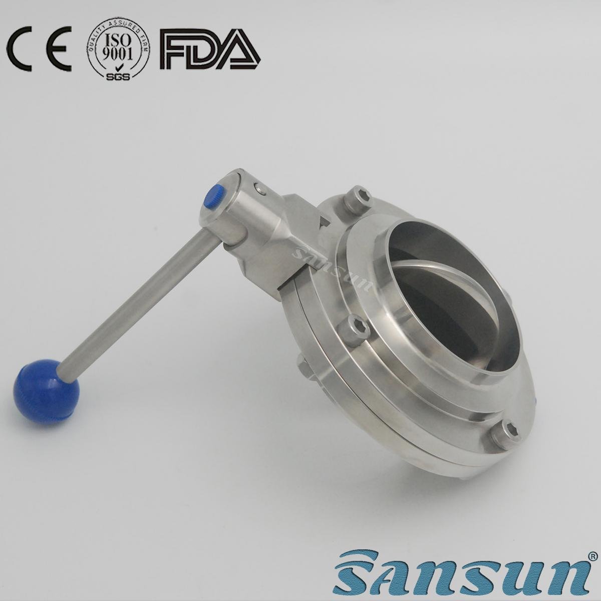 Stainless Steel Sanitary Muti-Position Manual Weld Butterfly Valve 2