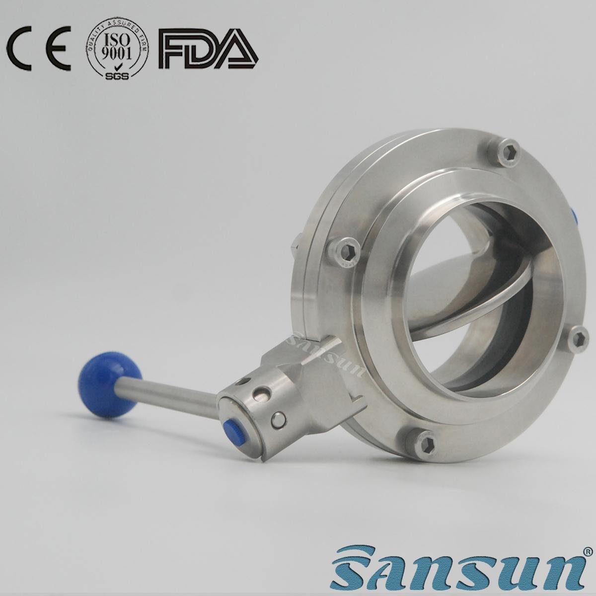 Stainless Steel Sanitary Muti-Position Manual Weld Butterfly Valve 3