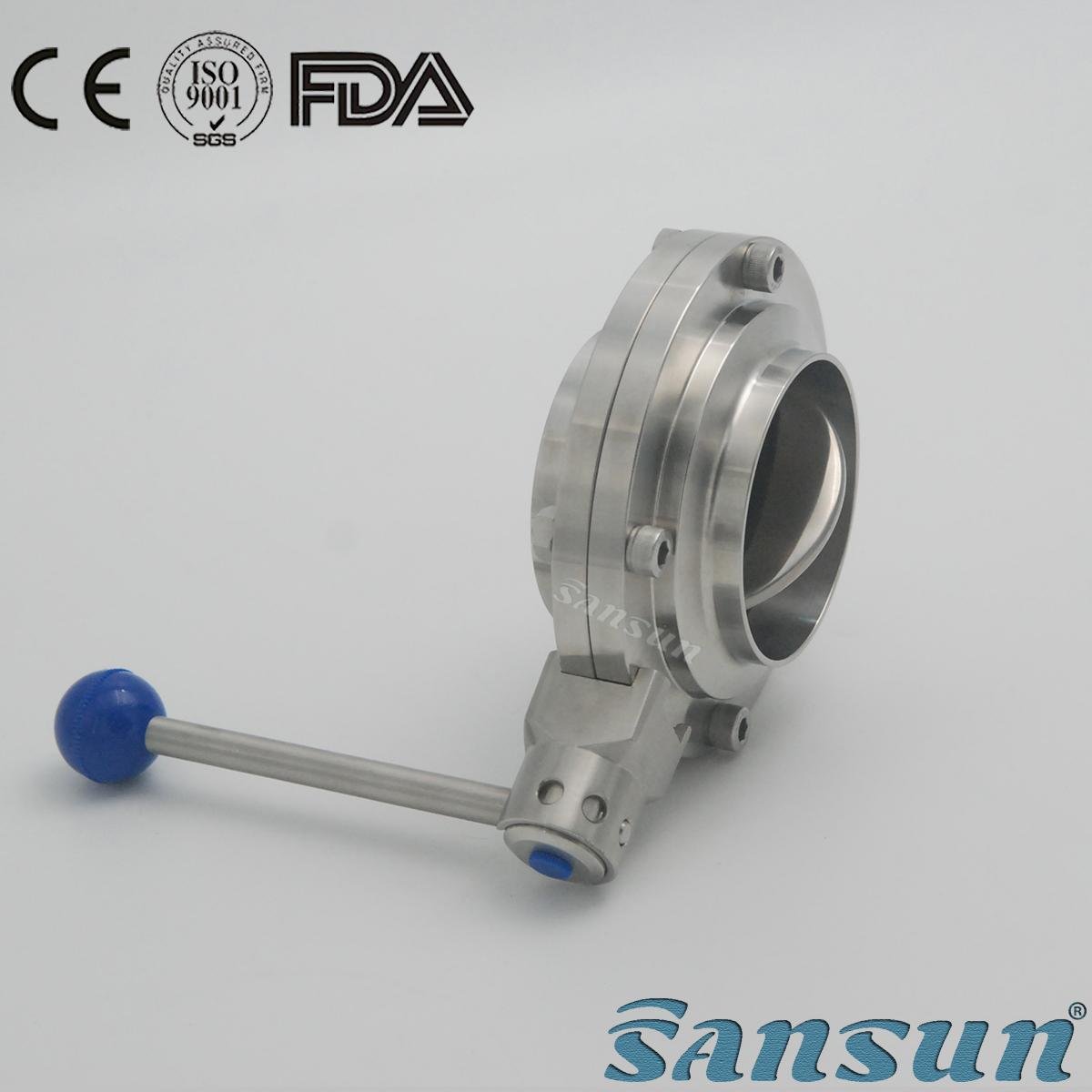 Stainless Steel Sanitary Muti-Position Manual Weld Butterfly Valve 4