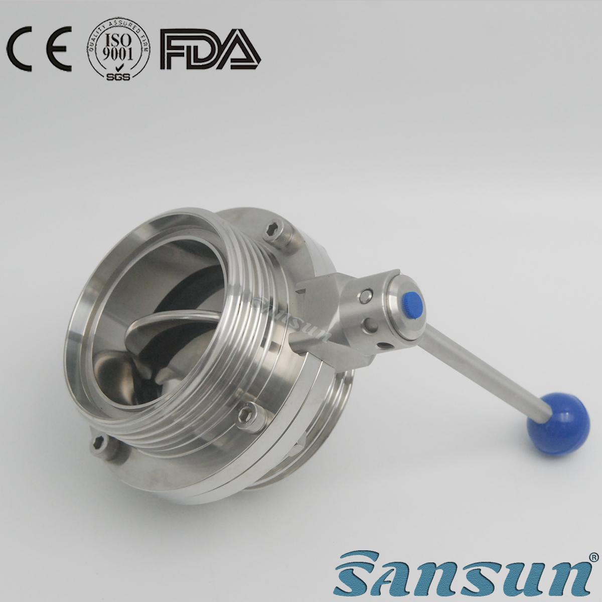 Food Processing Stainless Steel Dairy Sanitary Butterfly Valve Male End 4