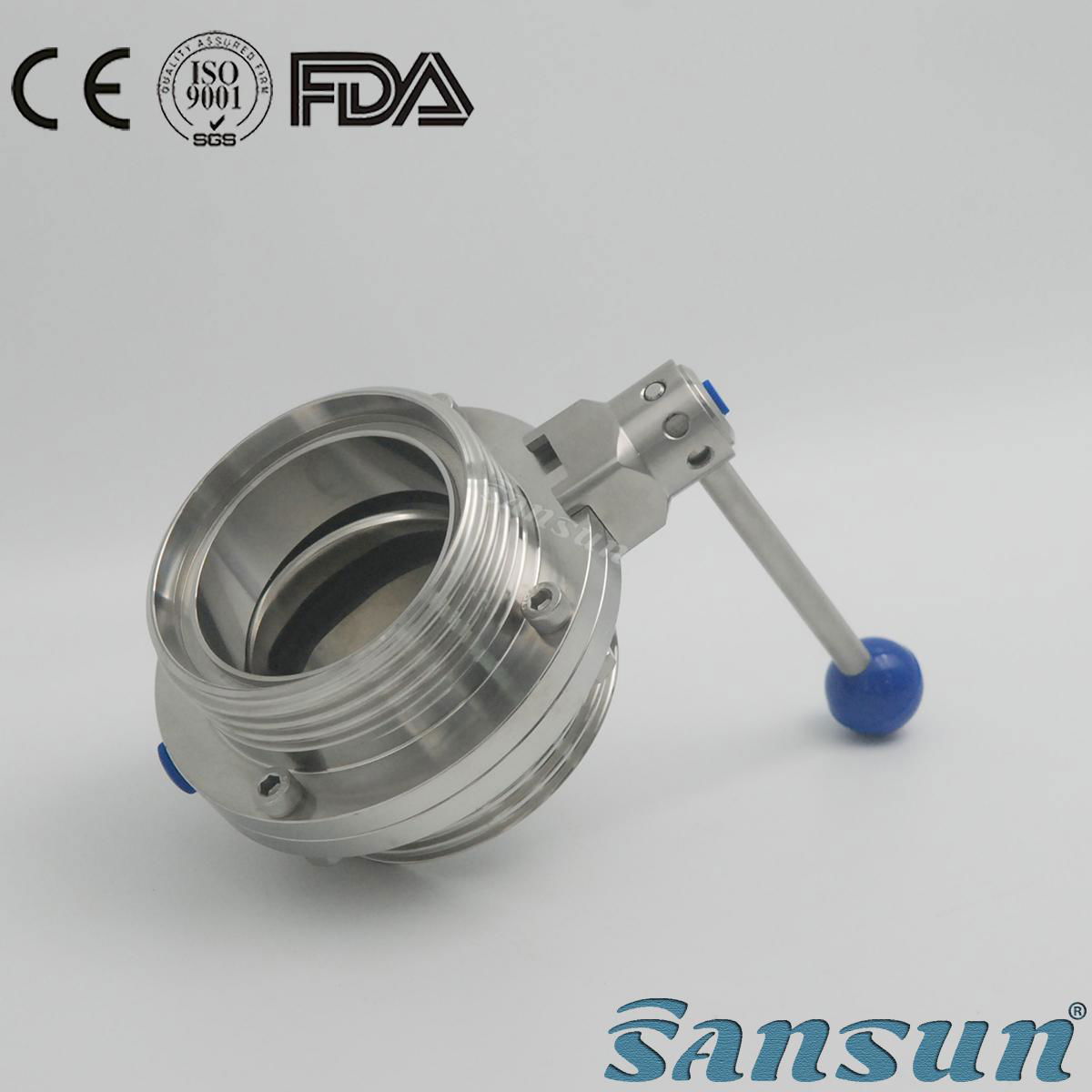 Food Processing Stainless Steel Dairy Sanitary Butterfly Valve Male End 5