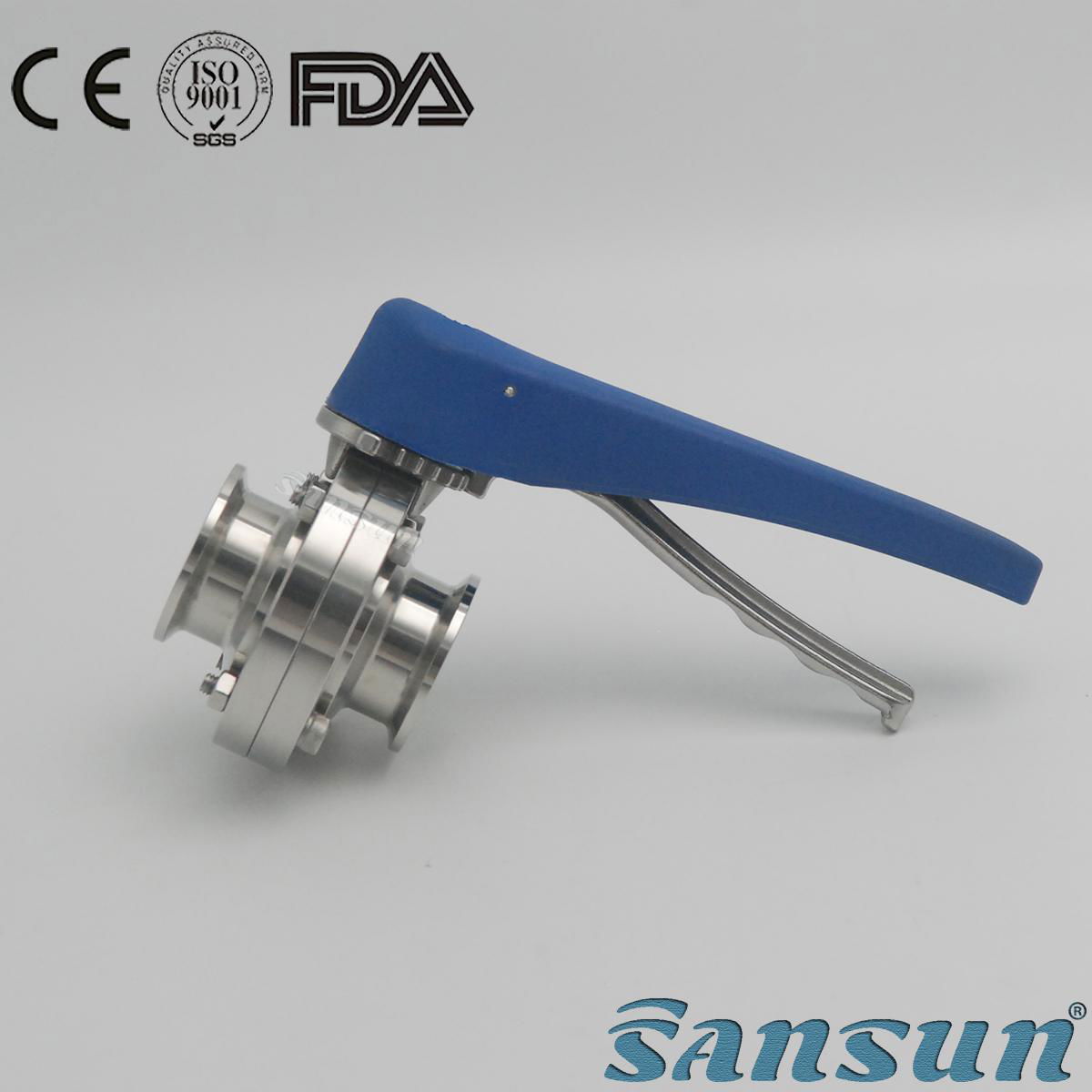 Stainless Steel Sanitary Food Manual Clamp End Butterfly Valve Water Treatment 3