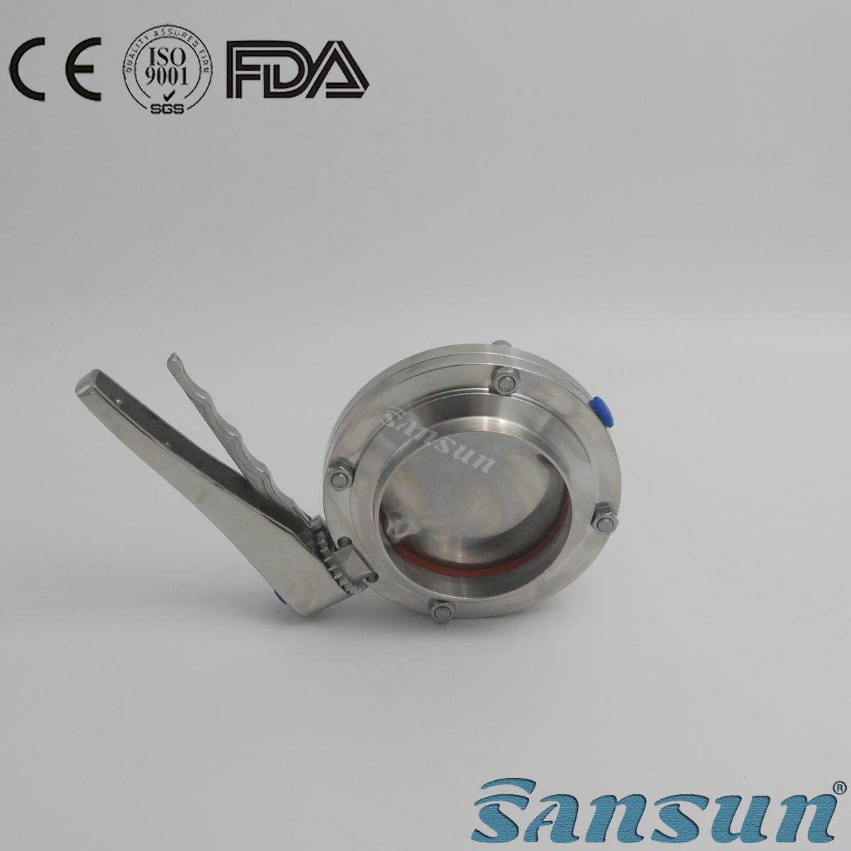 Stainless Steel Food Grade Sanitary Hygienic Manual Welded Butterfly Valve 2